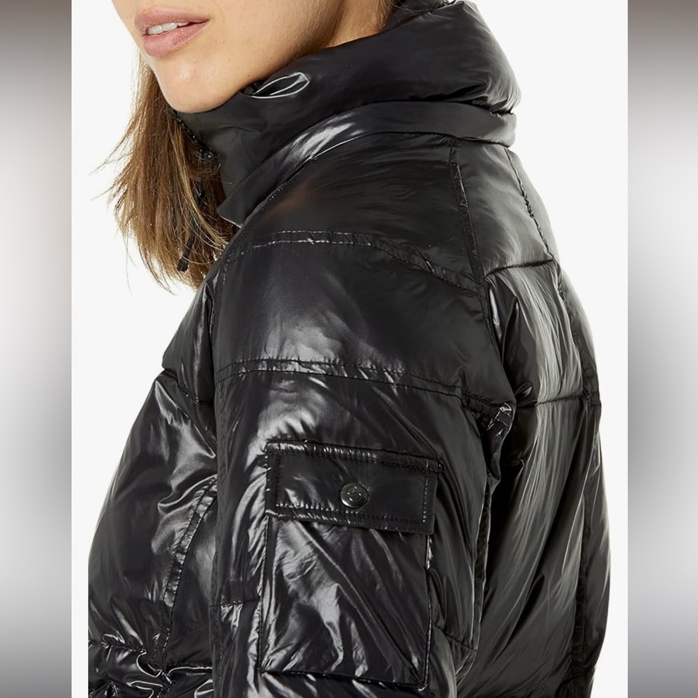 S13 New York Kylie Women's Gloss Down Puffer Jacket Jet Black Large - Picture 4 of 8